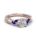 Choose Your Gemstone Braided Diamond CZ Engagement Ring Rose Gold Plated Round Shape Split Shank Engagement Ring Matching Jewelry Wedding Jewelry Easy to Wear Gifts US Size 4 to 12