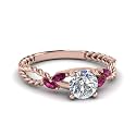 Choose Your Gemstone Braided Diamond CZ Engagement Ring Rose Gold Plated Round Shape Split Shank Engagement Ring Matching Jewelry Wedding Jewelry Easy to Wear Gifts US Size 4 to 12