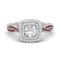 Choose Your Gemstone Double Halo Twisted Shank Engagement Ring 925 Sterling Silver Round Shape Double Halo Engagement Ring Lightweight Office Wear Everyday Gift Jewelry US Size 4 to 12