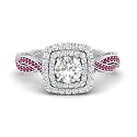 Choose Your Gemstone Double Halo Twisted Shank Engagement Ring 925 Sterling Silver Round Shape Double Halo Engagement Ring Lightweight Office Wear Everyday Gift Jewelry US Size 4 to 12