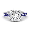 Choose Your Gemstone Double Halo Twisted Shank Engagement Ring 925 Sterling Silver Round Shape Double Halo Engagement Ring Lightweight Office Wear Everyday Gift Jewelry US Size 4 to 12