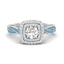 Choose Your Gemstone Double Halo Twisted Shank Engagement Ring 925 Sterling Silver Round Shape Double Halo Engagement Ring Lightweight Office Wear Everyday Gift Jewelry US Size 4 to 12