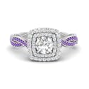 Choose Your Gemstone Double Halo Twisted Shank Engagement Ring 925 Sterling Silver Round Shape Double Halo Engagement Ring Lightweight Office Wear Everyday Gift Jewelry US Size 4 to 12