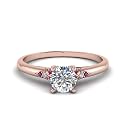 Choose Your Gemstone Petite Dome Engagement Ring Rose Gold Plated Round Shape Petite Engagement Rings Everyday Jewelry Wedding Jewelry Handmade Gifts for Wife US Size 4 to 12