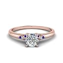 Choose Your Gemstone Petite Dome Engagement Ring Rose Gold Plated Round Shape Petite Engagement Rings Everyday Jewelry Wedding Jewelry Handmade Gifts for Wife US Size 4 to 12