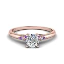 Choose Your Gemstone Petite Dome Engagement Ring Rose Gold Plated Round Shape Petite Engagement Rings Everyday Jewelry Wedding Jewelry Handmade Gifts for Wife US Size 4 to 12