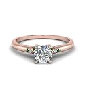 Choose Your Gemstone Petite Dome Engagement Ring Rose Gold Plated Round Shape Petite Engagement Rings Everyday Jewelry Wedding Jewelry Handmade Gifts for Wife US Size 4 to 12
