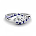 Choose Your Gemstone Swirl 3 Stone Diamond CZ Engagement Ring 925 Sterling Silver Round Shape Side Stone Engagement Rings for Women, Girls and Ladies US Size 4 to 12