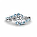 Choose Your Gemstone Swirl 3 Stone Diamond CZ Engagement Ring 925 Sterling Silver Round Shape Side Stone Engagement Rings for Women, Girls and Ladies US Size 4 to 12