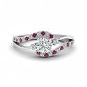 Choose Your Gemstone Swirl 3 Stone Diamond CZ Engagement Ring 925 Sterling Silver Round Shape Side Stone Engagement Rings for Women, Girls and Ladies US Size 4 to 12