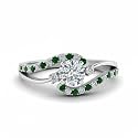 Choose Your Gemstone Swirl 3 Stone Diamond CZ Engagement Ring 925 Sterling Silver Round Shape Side Stone Engagement Rings for Women, Girls and Ladies US Size 4 to 12