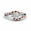 Choose Your Gemstone Swirl 3 Stone Diamond CZ Engagement Ring 925 Sterling Silver Round Shape Side Stone Engagement Rings for Women, Girls and Ladies US Size 4 to 12