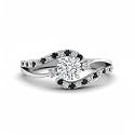 Choose Your Gemstone Swirl 3 Stone Diamond CZ Engagement Ring 925 Sterling Silver Round Shape Side Stone Engagement Rings for Women, Girls and Ladies US Size 4 to 12