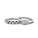 Choose Your Gemstone Unique Diamond CZ Bridal Ring Set 925 Sterling Silver Heart Shape Wedding Ring Sets Matching Jewelry Wedding Jewelry Easy to Wear Gifts US Size 4 to 12