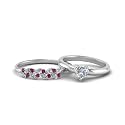 Choose Your Gemstone Unique Diamond CZ Bridal Ring Set 925 Sterling Silver Heart Shape Wedding Ring Sets Matching Jewelry Wedding Jewelry Easy to Wear Gifts US Size 4 to 12