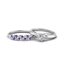 Choose Your Gemstone Unique Diamond CZ Bridal Ring Set 925 Sterling Silver Heart Shape Wedding Ring Sets Matching Jewelry Wedding Jewelry Easy to Wear Gifts US Size 4 to 12