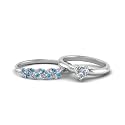 Choose Your Gemstone Unique Diamond CZ Bridal Ring Set 925 Sterling Silver Heart Shape Wedding Ring Sets Matching Jewelry Wedding Jewelry Easy to Wear Gifts US Size 4 to 12