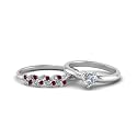 Choose Your Gemstone Unique Diamond CZ Bridal Ring Set 925 Sterling Silver Heart Shape Wedding Ring Sets Matching Jewelry Wedding Jewelry Easy to Wear Gifts US Size 4 to 12