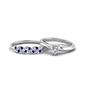 Choose Your Gemstone Unique Diamond CZ Bridal Ring Set 925 Sterling Silver Heart Shape Wedding Ring Sets Matching Jewelry Wedding Jewelry Easy to Wear Gifts US Size 4 to 12