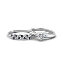 Choose Your Gemstone Unique Diamond CZ Bridal Ring Set 925 Sterling Silver Heart Shape Wedding Ring Sets Matching Jewelry Wedding Jewelry Easy to Wear Gifts US Size 4 to 12