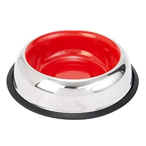choostix dog and cat feeding steel bowl belly style pantone red medium 710 ml