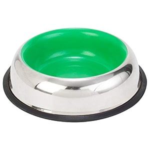 choostix dog and cat feeding steel bowl belly style pantone green small 225 ml