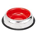 Choostix Dog and Cat Feeding Steel Bowl, Belly Style, Pantone Red, Medium, 710 ml