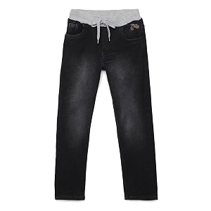 chopper club boys39 jeans in soft knitted denim with drawstrings in slim fit with pull on rib elastic and drawstrings