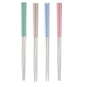 Epsilon Chopsticks 4 Pairs Epsilon Metal Chopsticks 23 Cm Long Stainless Steel Reusable Chop Sticks for Noodles Sushi Hotpot Square Grip to Hold Food Perfectly Lightweight Chopsteak for Home (4Pc)