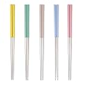 Chopsticks 5 Pairs Epsilon Metal Chopsticks 23 cm Long Stainless Steel Reusable Chop Sticks for Noodles Sushi Hotpot Square Grip to Hold Food Perfectly Lightweight Chopsteak for Home (5PC)