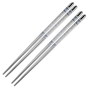 chopsticks docat 2 pair steel chopstick reusable chop sticks eating for noodles sushi hotpot 23 cm long metal lightweight chopsticks easy to use silver
