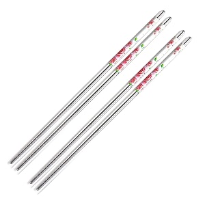 chopsticks docat 2 pair steel chopstick reusable chop sticks eating for noodles sushi hotpot 23 cm long metal lightweight chopsticks easy to use pink