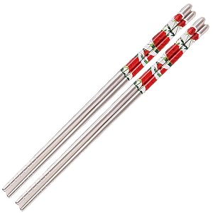 chopsticks docat 2 pair steel chopstick reusable chop sticks eating for noodles sushi hotpot 23 cm long metal lightweight chopsticks easy to use red