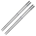 Chopsticks Docat 2 Pair Steel Chopstick Reusable Chop Sticks Eating for Noodles Sushi Hotpot 23 cm Long Metal Lightweight Chopsticks Easy to Use (Silver)