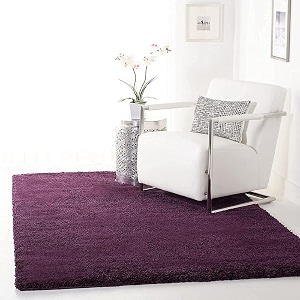 hand woven shaggy carpet with 2 inch pile height for living room bedroom carpet micro and polyster size 5x8 feet purple color 150cmx240cm