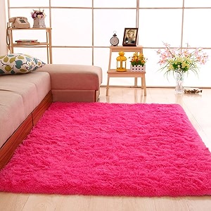hand woven shaggy rectangular carpet for hall with 2 inch pile height 3x5 feet pink  rug for living room amp bedroom  galicha for hall  room mats for floor bedroom 90x150 cm