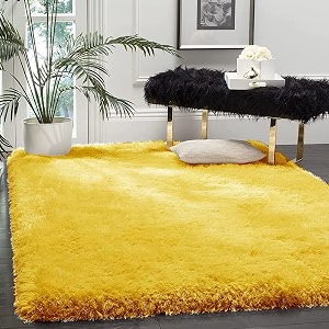 hand woven shaggy carpet with 2 inch pile height for living room bedroom carpet micro and polyster size 2x4 feet gold color60cmx120cm