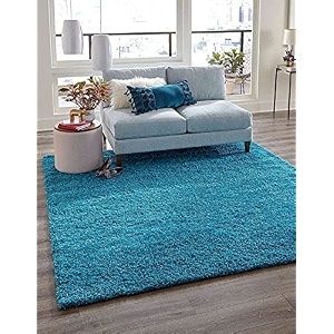 hand woven shaggy rectangular carpet for hall with 2 inch pile height 3x5 feet torquise  rug for living room amp bedroom  galicha for hall  room mats for floor bedroom 90x150 cm