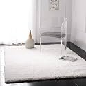Hand Woven Shaggy Rectangular Carpet for Hall with 2 Inch Pile Height (2x4 Feet, White) | Rug for Living Room &amp; Bedroom | Galicha for Hall | Room Mats for Floor Bedroom (60x120 CM)