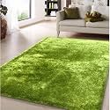 Hand Woven Shaggy Carpet with 2 Inch Pile Height for Living Room, Bedroom Carpet Micro and Polyster Size 2x4 Feet, Green Color(60CMx120CM)