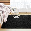 Hand Woven Shaggy Rectangular Carpet for Hall with 2 Inch Pile Height (2x4 Feet, Black) | Rug for Living Room &amp; Bedroom | Galicha for Hall | Room Mats for Floor Bedroom (60x120 CM)