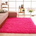 Hand Woven Shaggy Rectangular Carpet for Hall with 2 Inch Pile Height (3x5 Feet, Pink) | Rug for Living Room &amp; Bedroom | Galicha for Hall | Room Mats for Floor Bedroom (90x150 CM)