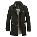 chouyatou Men's Slim Notched Collar Single Breasted Cotton Jacket Office Trench Coat