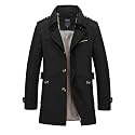 chouyatou Men's Slim Notched Collar Single Breasted Cotton Jacket Office Trench Coat