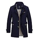 chouyatou Men's Slim Notched Collar Single Breasted Cotton Jacket Office Trench Coat