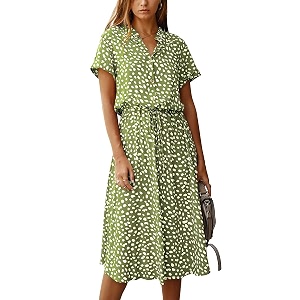 Chouyatou Womens Summer Boho Polka Dot Print