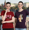 CHOZI Printed Women Round Neck Purple, Red T-Shirt