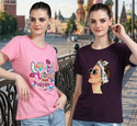 CHOZI Printed Women Round Neck Purple, Pink T-Shirt