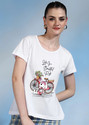 CHOZI Printed Women Round Neck White T-Shirt