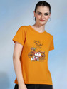 CHOZI Printed Women Round Neck Yellow T-Shirt